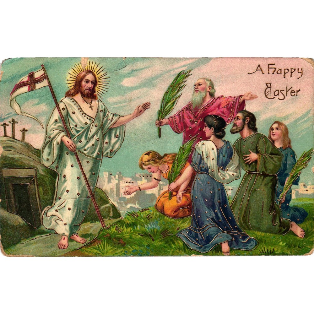 Vintage Postcard A Happy Easter Jesus Christ Resurrection Tomb 1910 Postmark